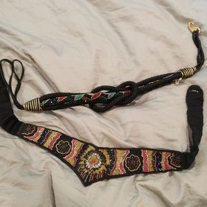 TWO retro beaded belts